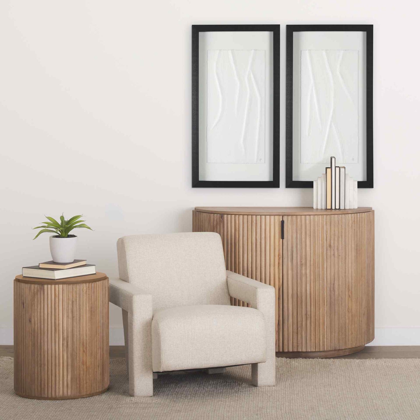 Mercana Terra Fluted Wooden Side Table