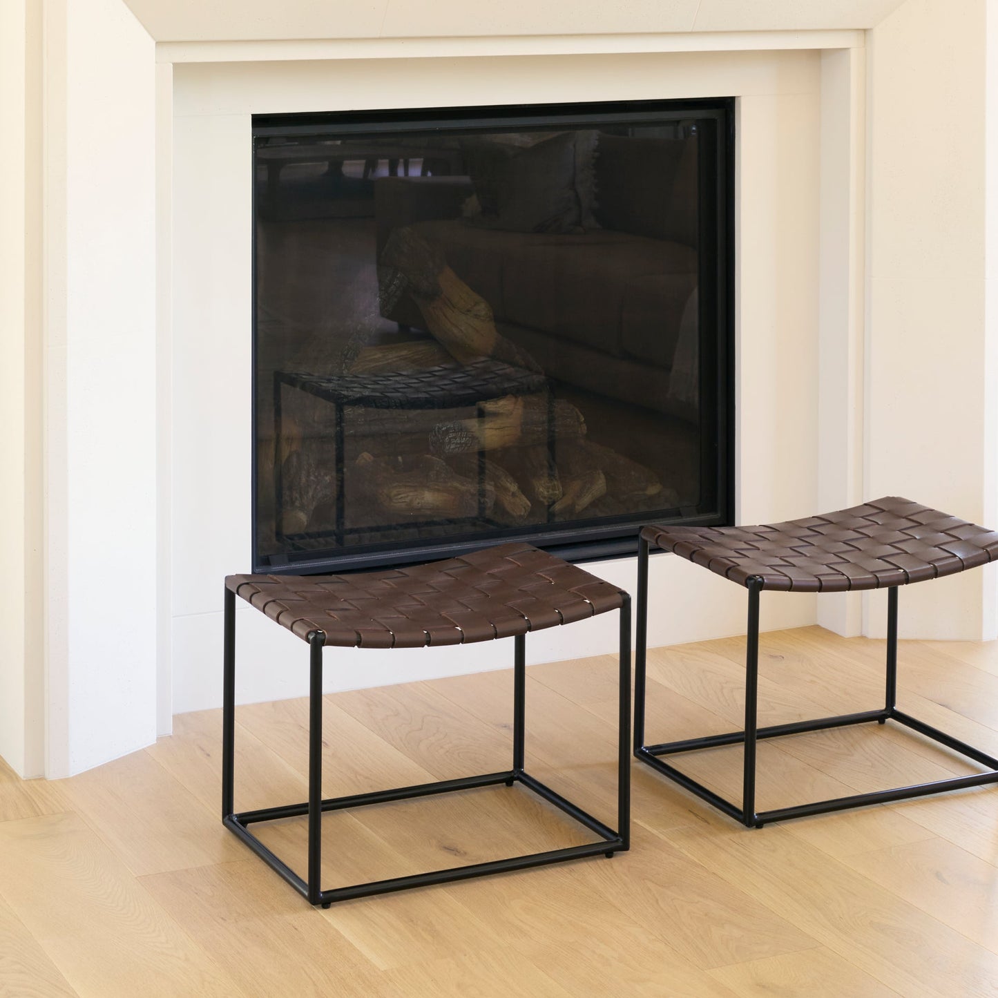 Clarissa Woven Leather Stool