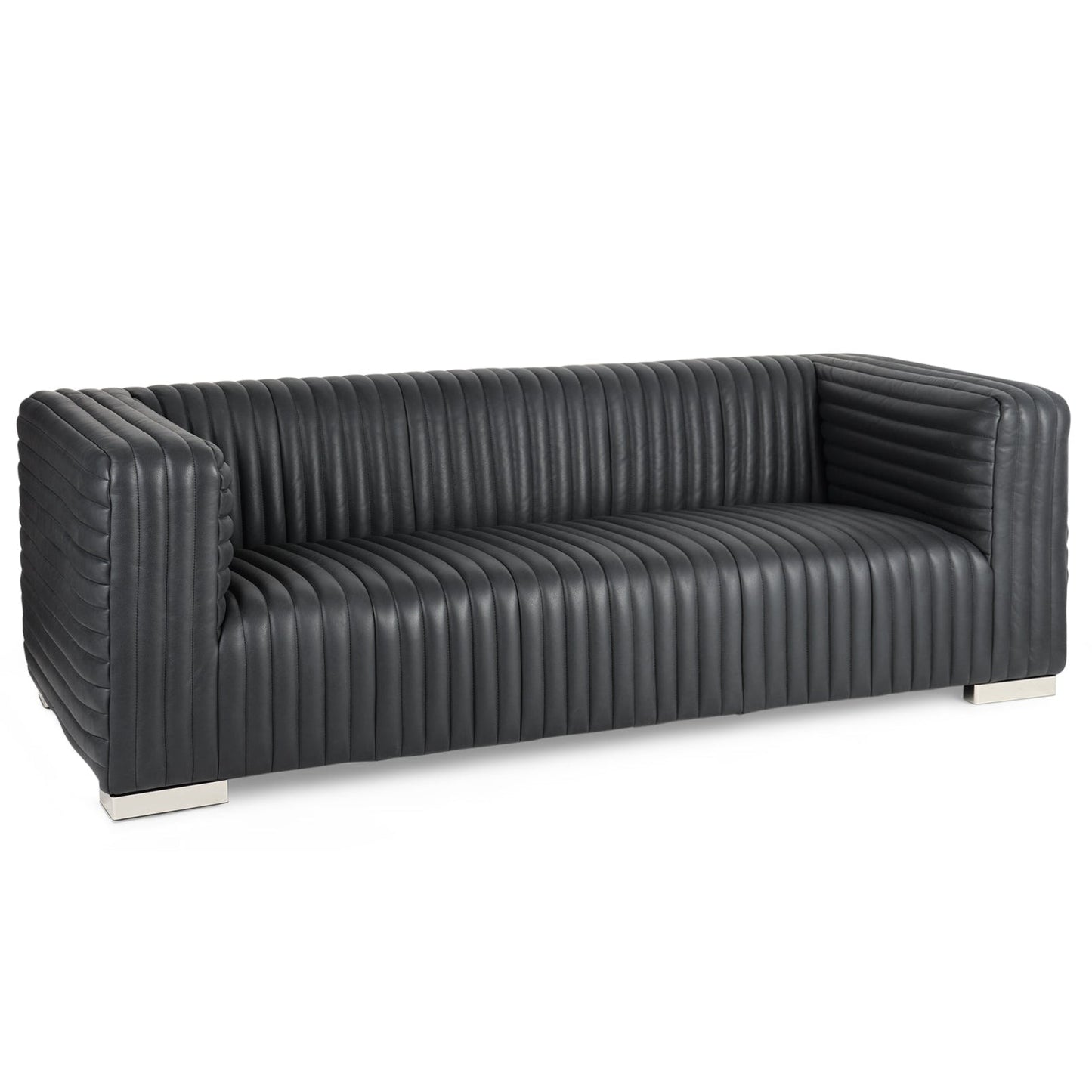 Mercana Ricciardo Black Leather Three Seater Sofa