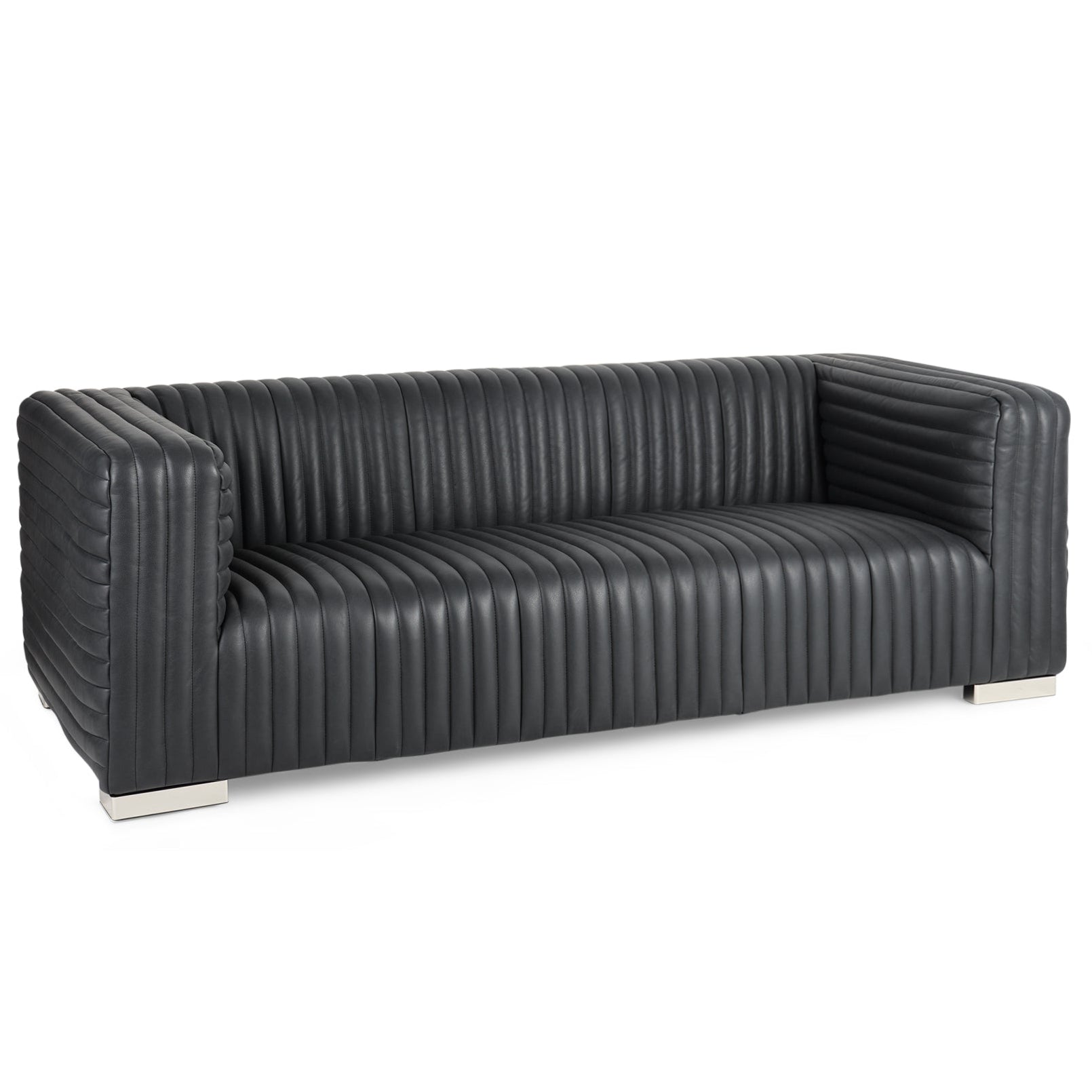 Mercana Ricciardo Black Leather Three Seater Sofa