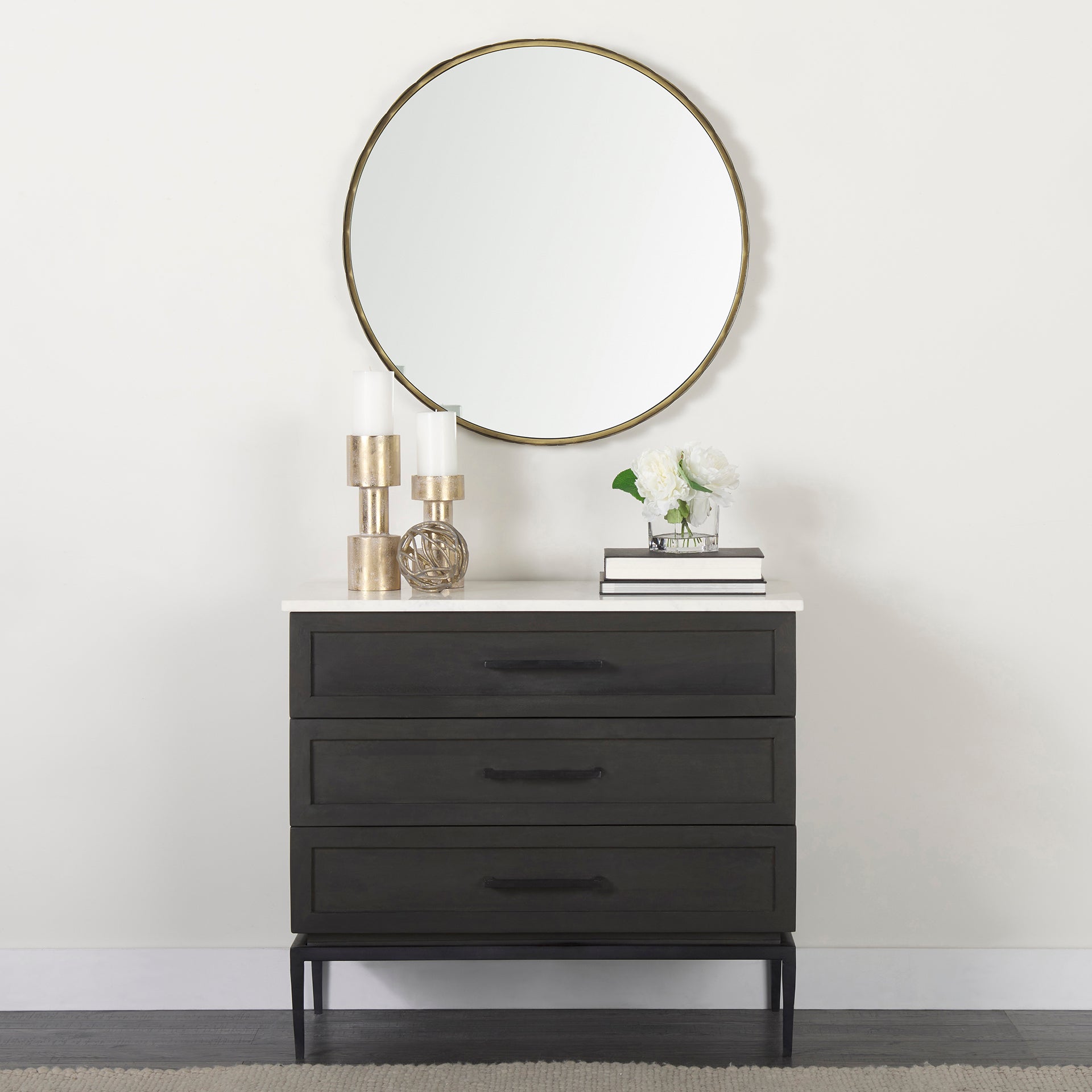 Mercana Divina White Marble Top Accent Cabinet