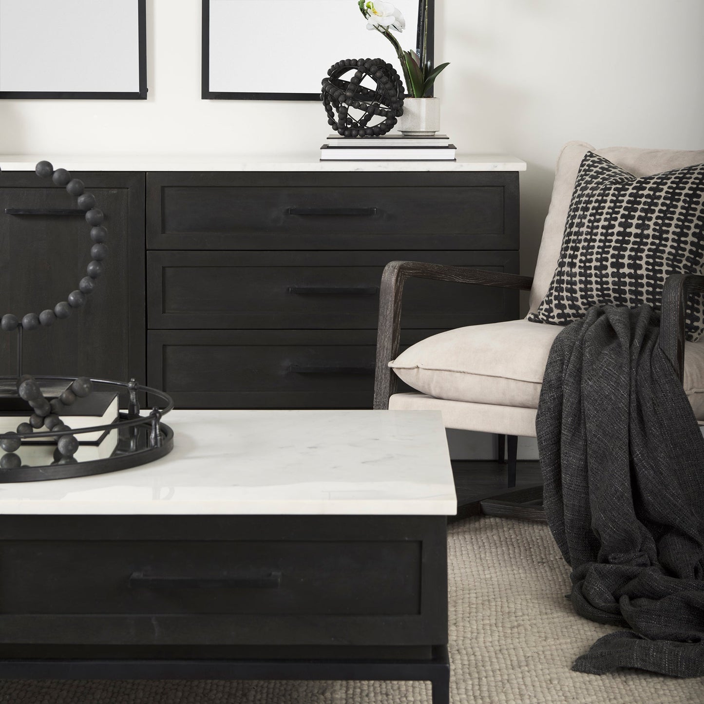 Mercana Divina White Marble Top Sideboard