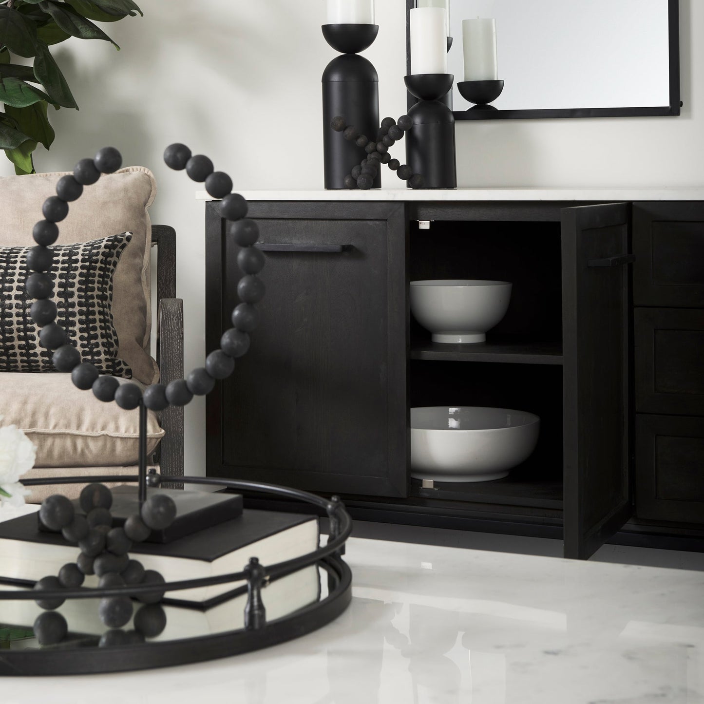 Mercana Divina White Marble Top Sideboard