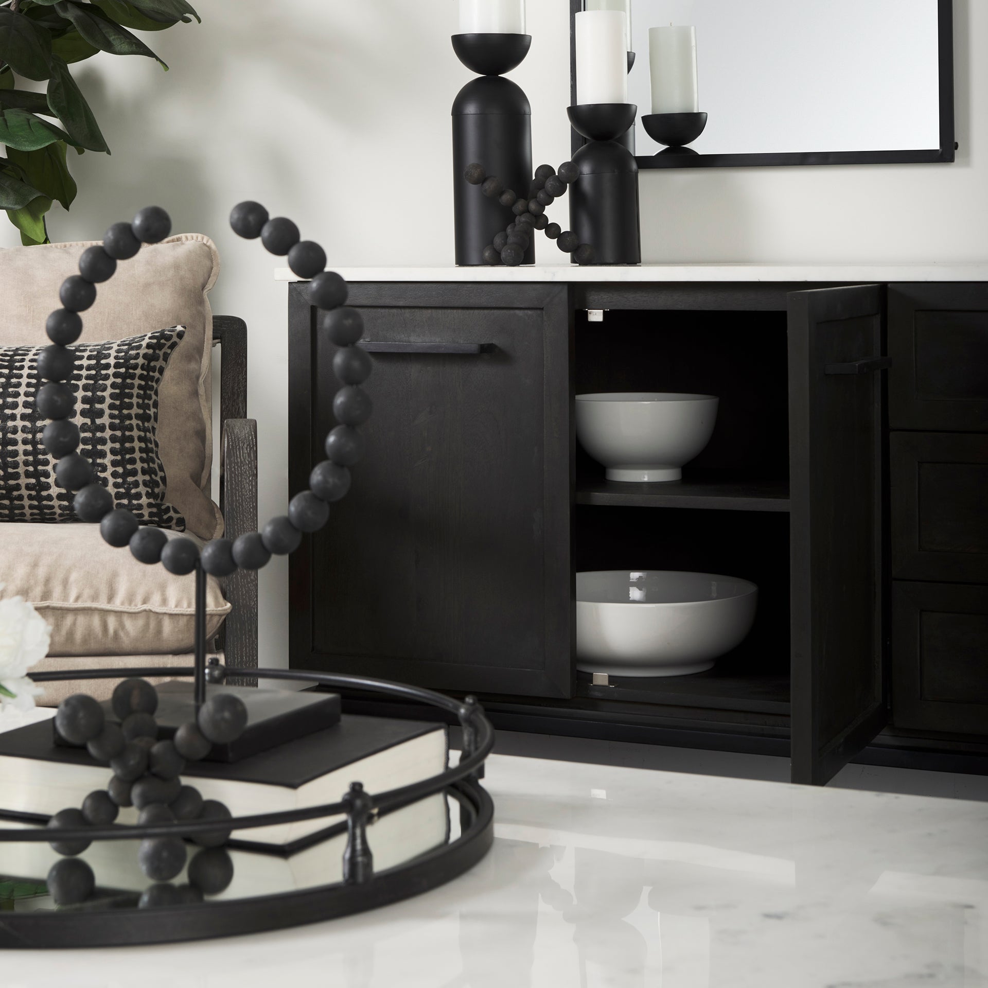 Mercana Divina White Marble Top Sideboard