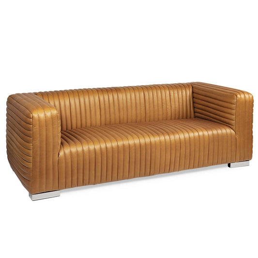 Mercana Ricciardo Cognac Leather Three Seater Sofa