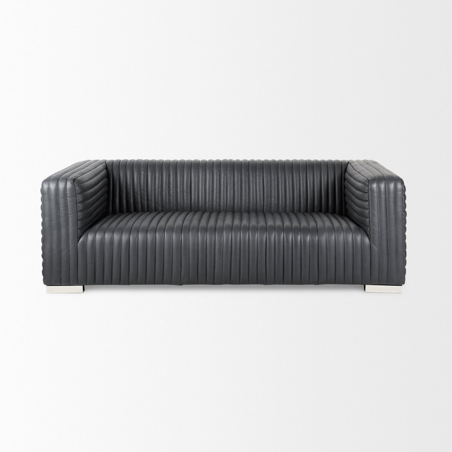 Mercana Ricciardo Black Leather Three Seater Sofa