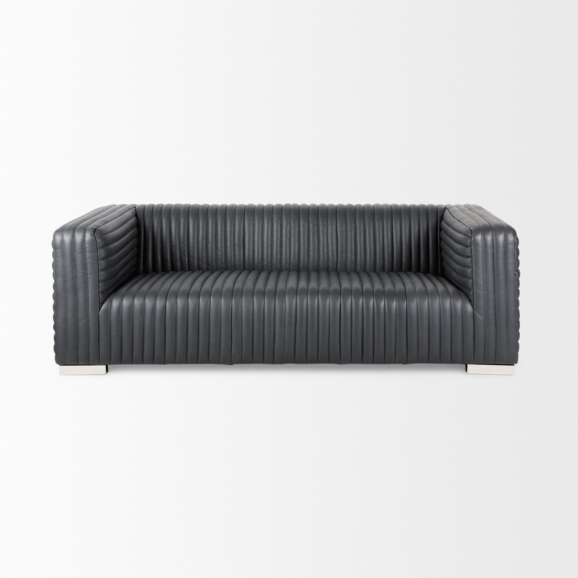 Mercana Ricciardo Black Leather Three Seater Sofa