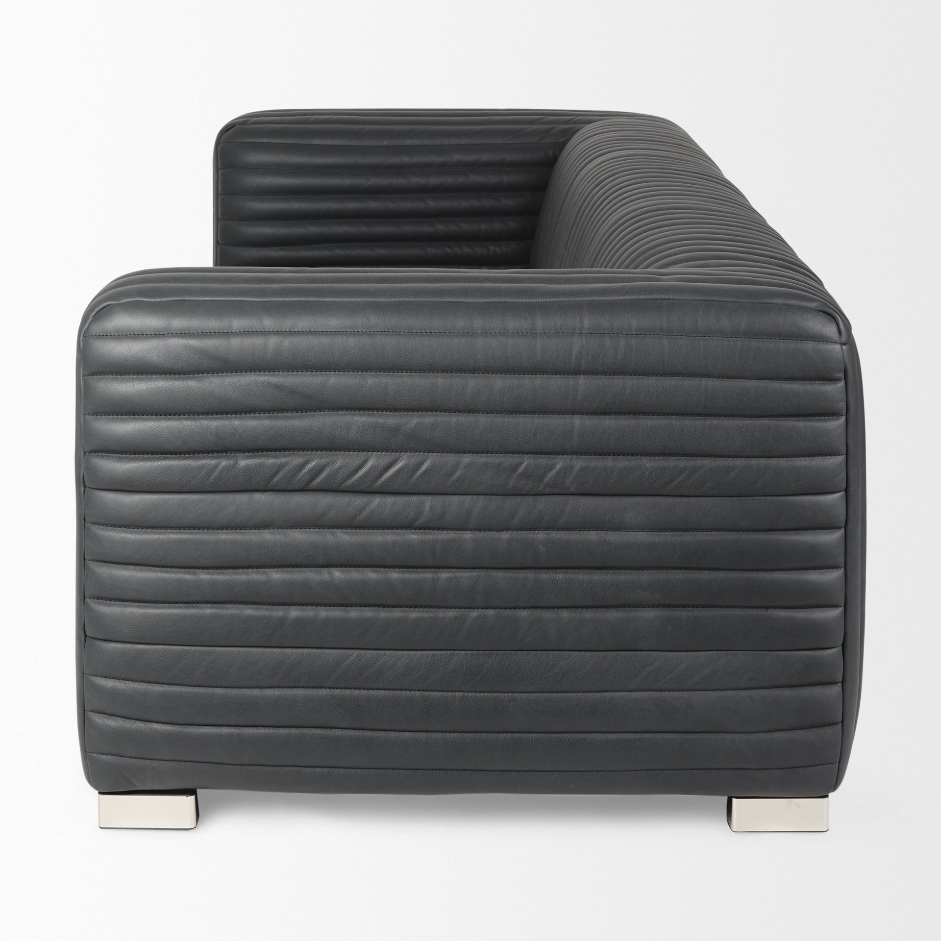 Mercana Ricciardo Black Leather Three Seater Sofa