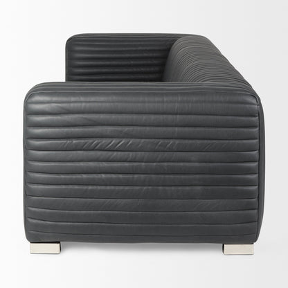 Mercana Ricciardo Black Leather Three Seater Sofa