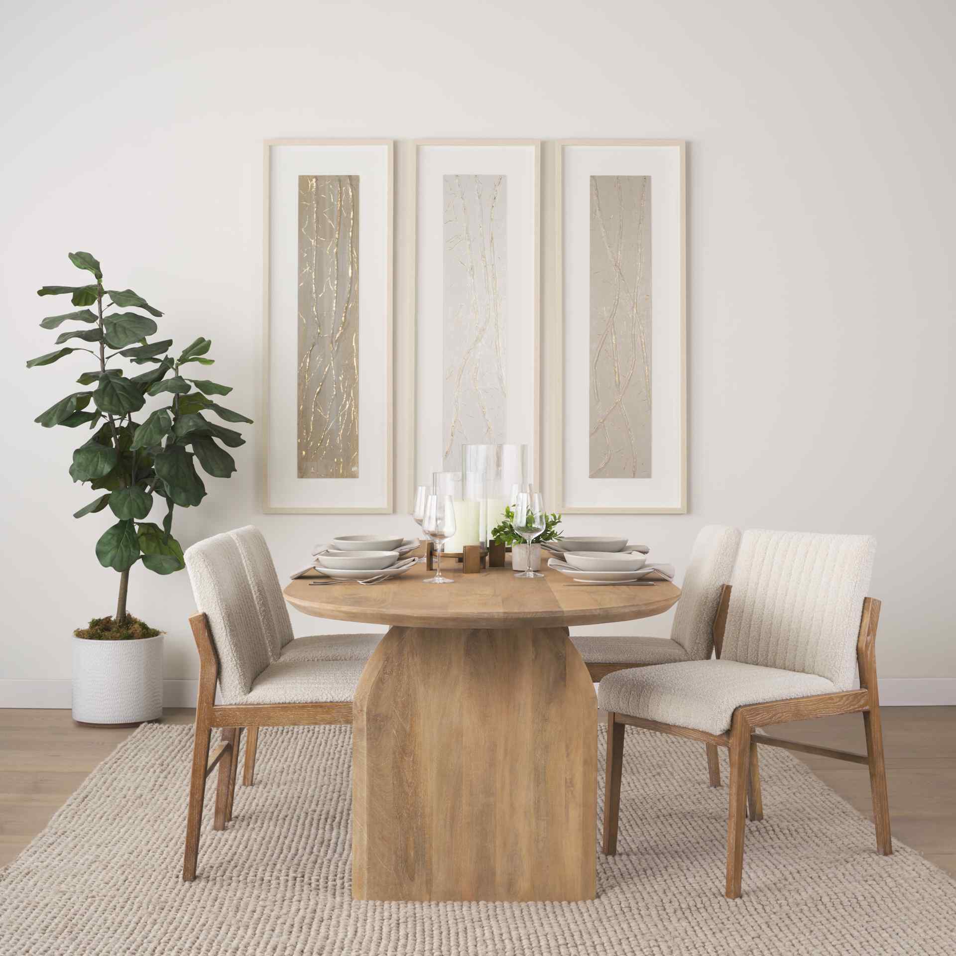 Mercana Tahoe Cream Fabric Armless Dining Chair (Set of 2)