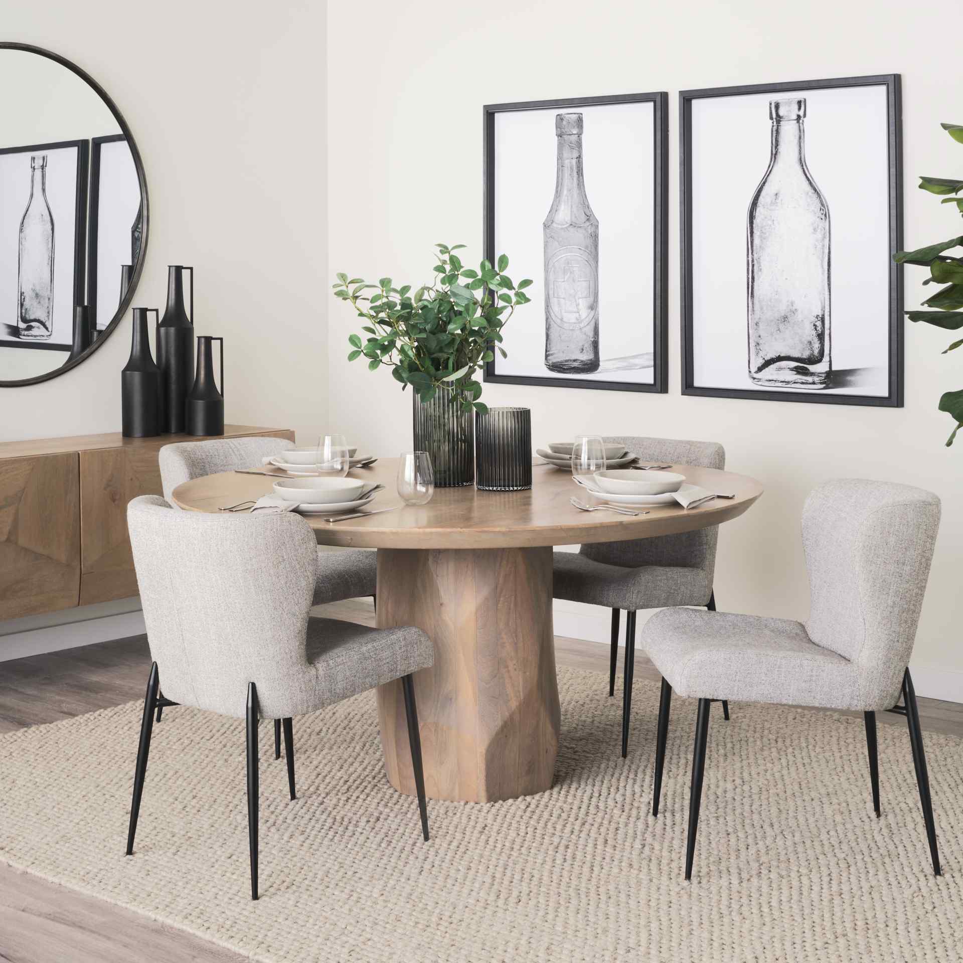 Mercana Hartt Grey Fabric Dining Chair (Set of 2)