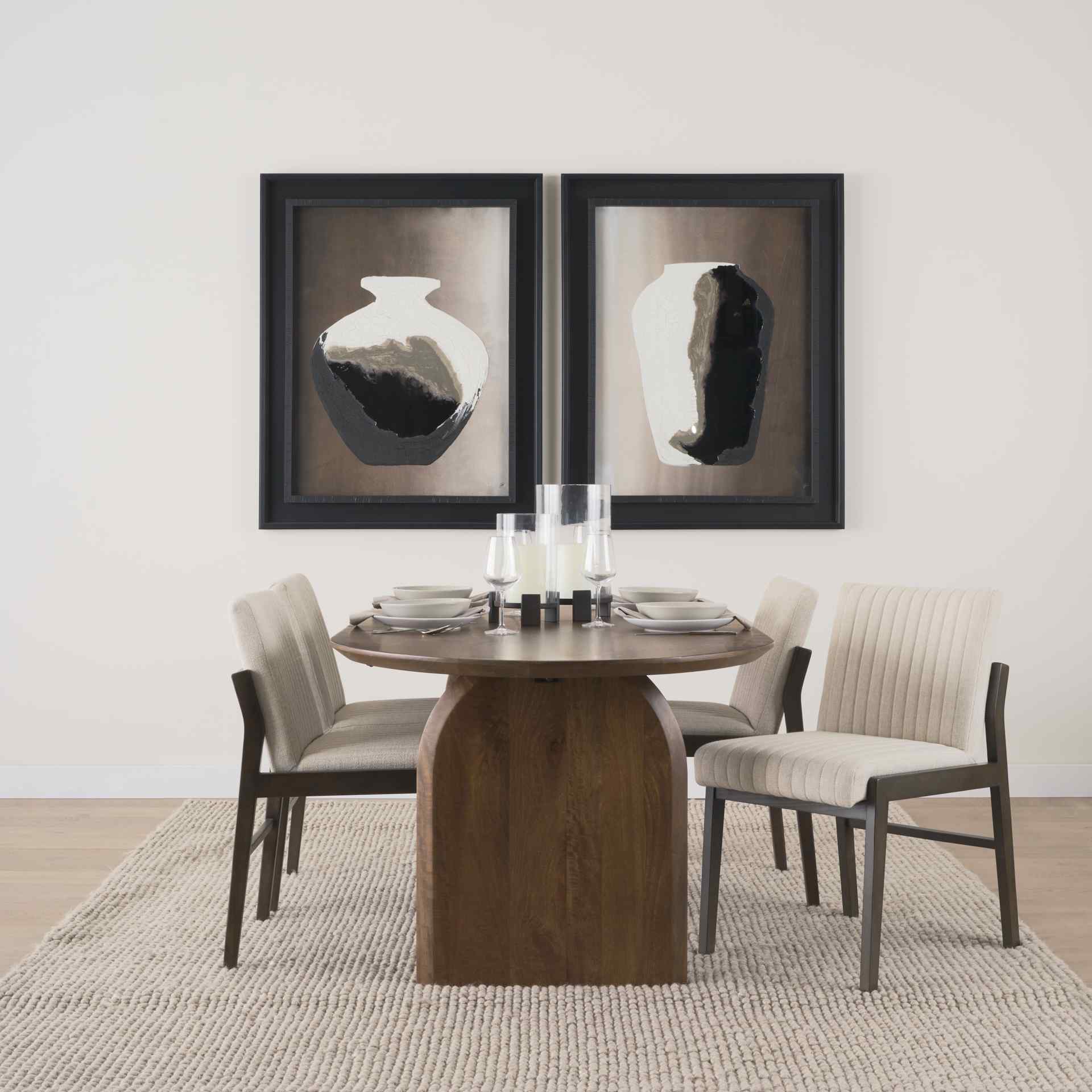 Mercana Tahoe Cream Fabric Armless Dining Chair (Set of 2)