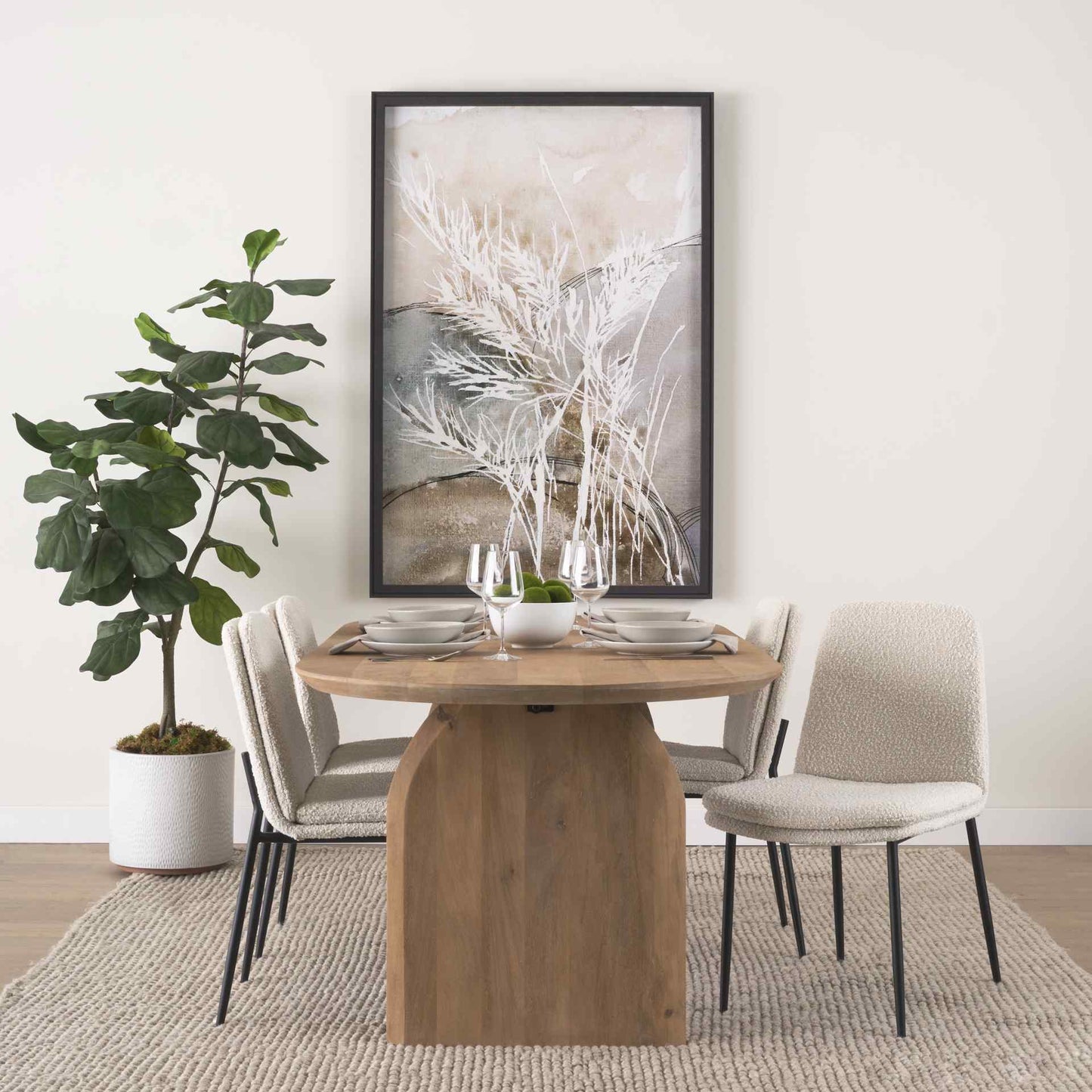 Mercana Eve Boucle Fabric Armless Dining Chair (Set of 2)