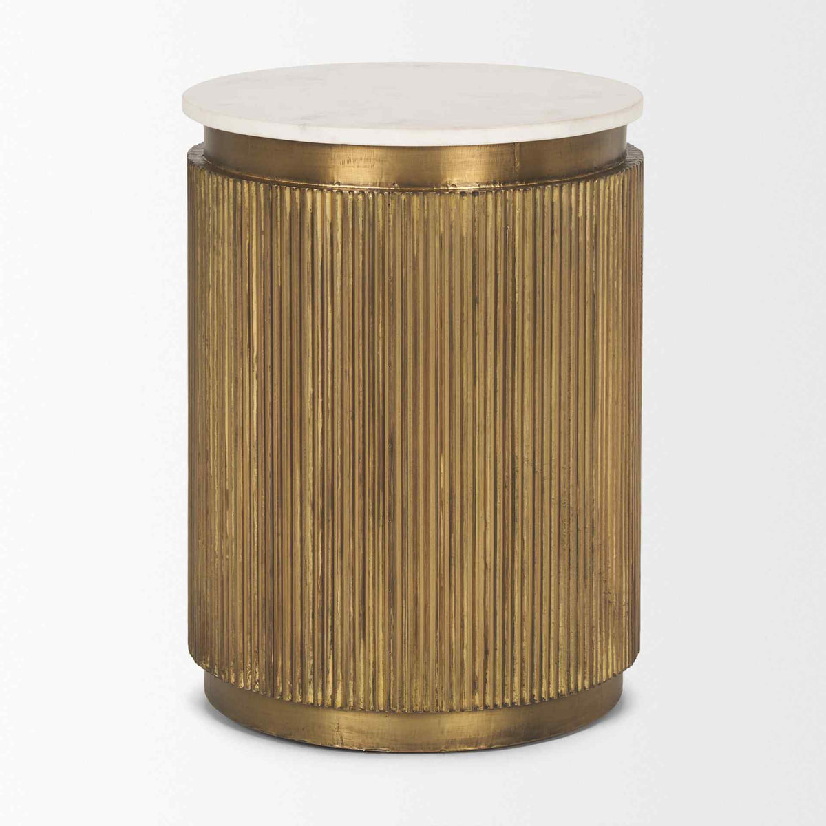 Mercana Satima White Marble Top Accent Table