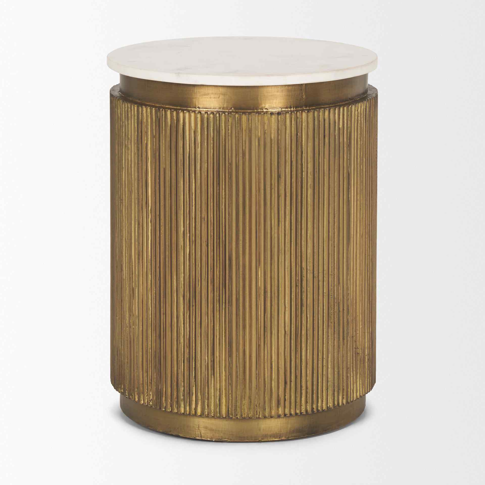 Mercana Satima White Marble Top Accent Table