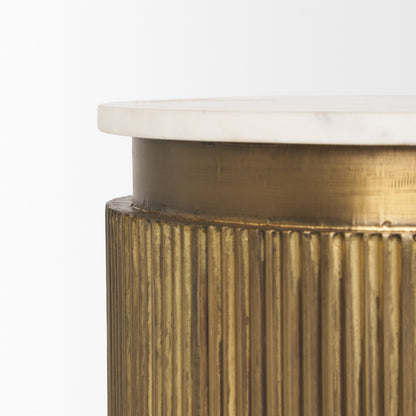 Mercana Satima White Marble Top Accent Table