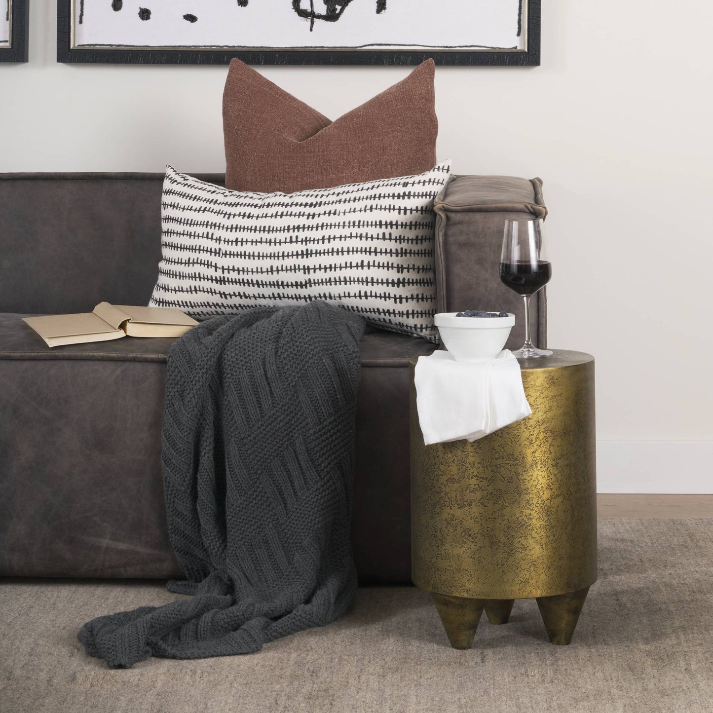 Mercana Rosh Aluminum Gold Round Accent Table