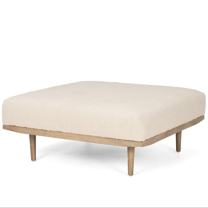 Shae Oatmeal Fabric Square Ottoman