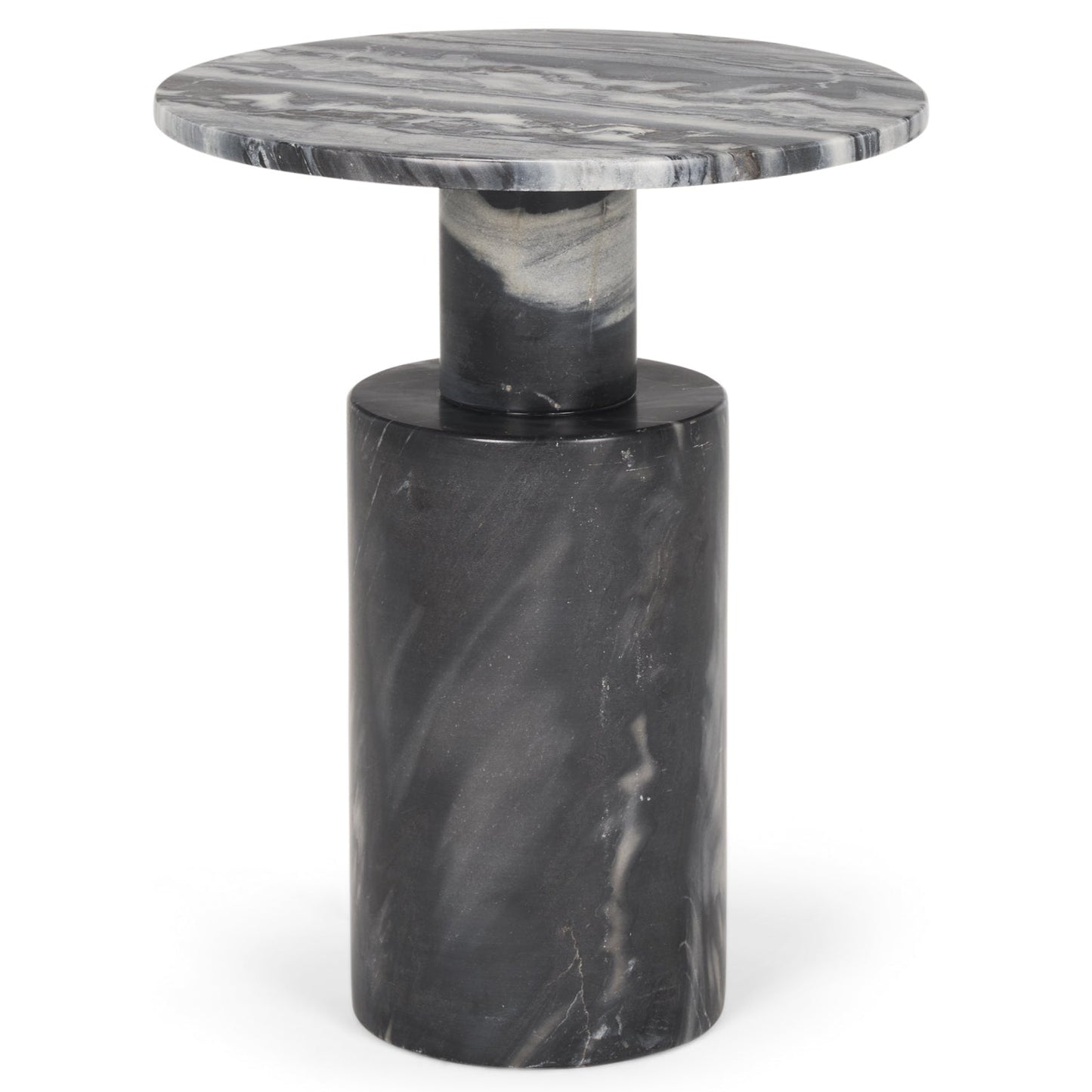 Mercana Taite Black Marble Pedestal Accent Table