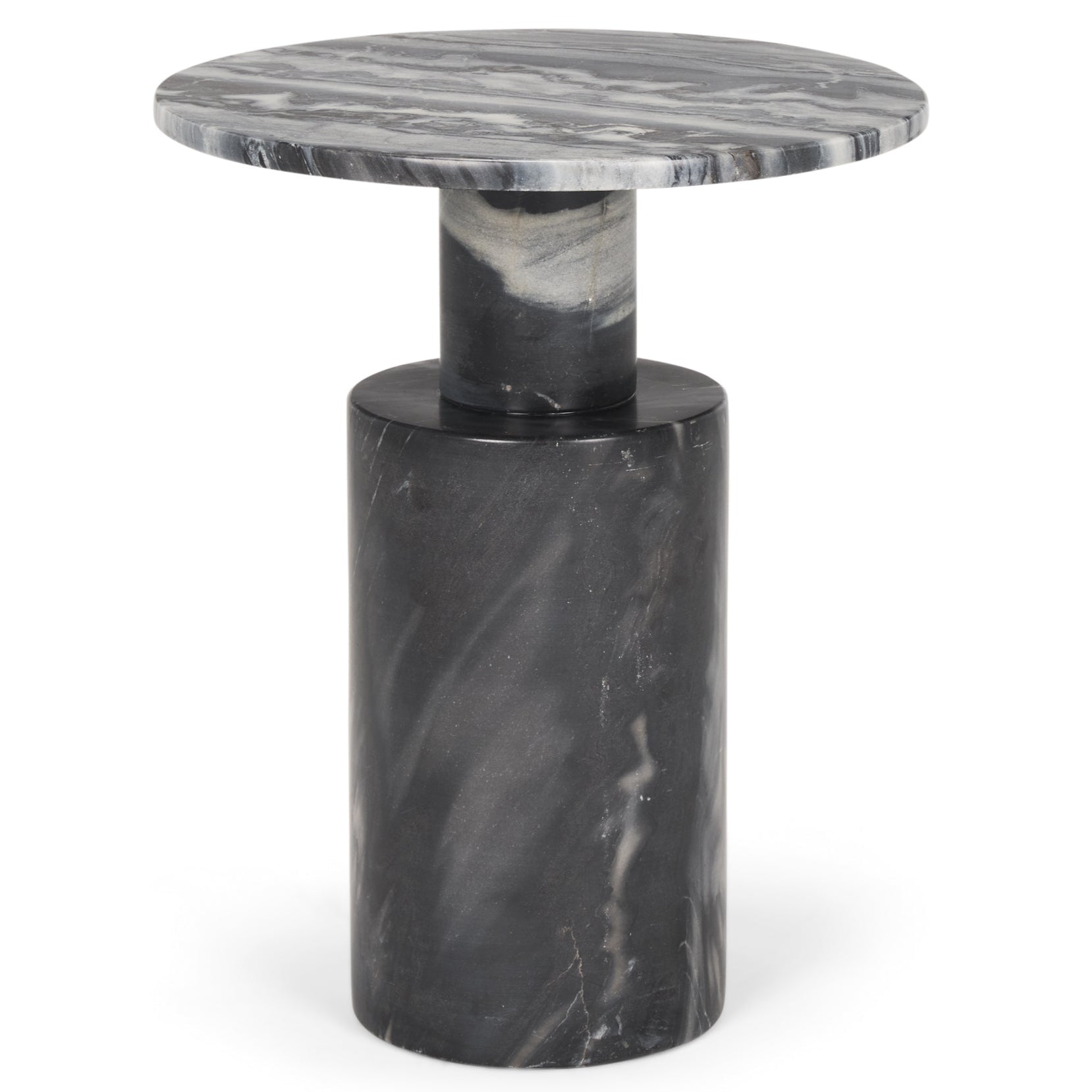 Mercana Taite Black Marble Pedestal Accent Table