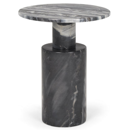 Mercana Taite Black Marble Pedestal Accent Table