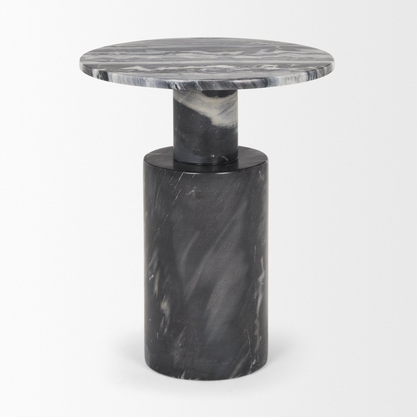 Mercana Taite Black Marble Pedestal Accent Table