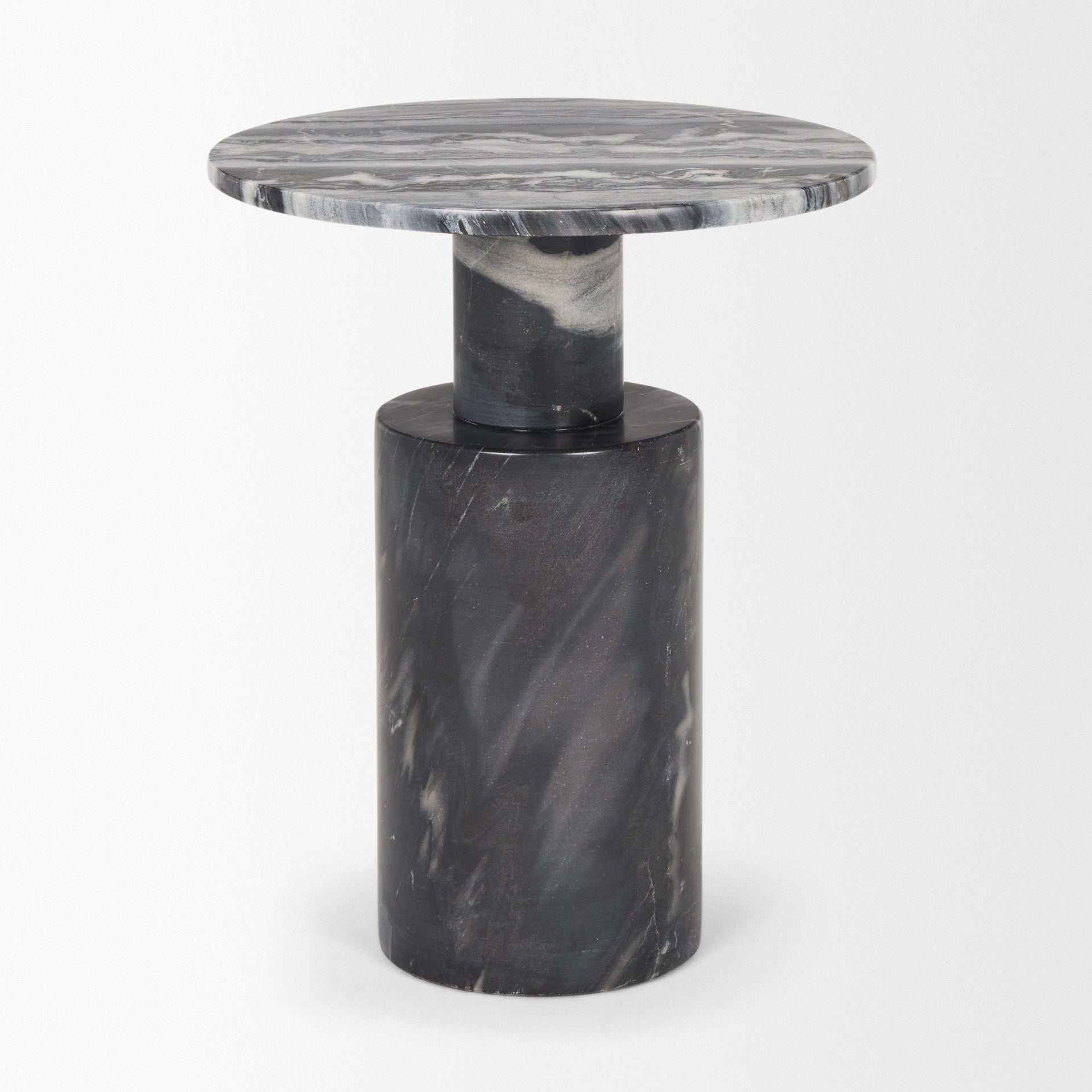 Mercana Taite Black Marble Pedestal Accent Table
