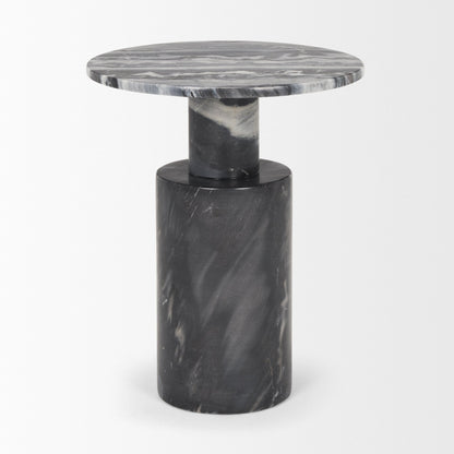 Mercana Taite Black Marble Pedestal Accent Table