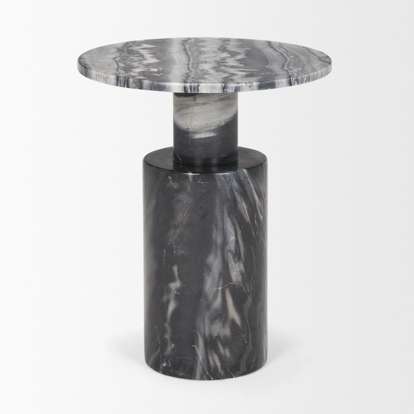 Mercana Taite Black Marble Pedestal Accent Table