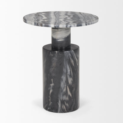 Mercana Taite Black Marble Pedestal Accent Table