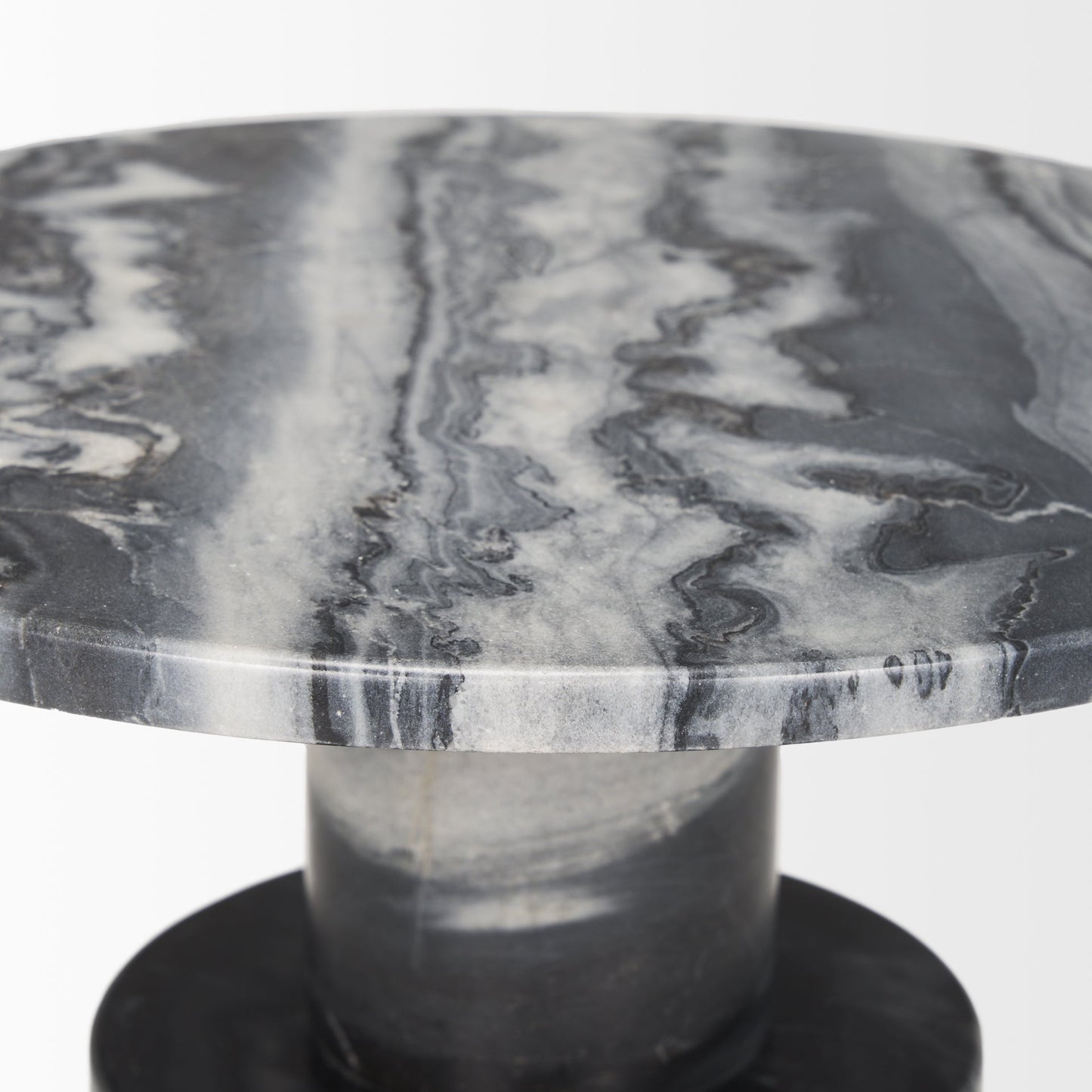 Mercana Taite Black Marble Pedestal Accent Table