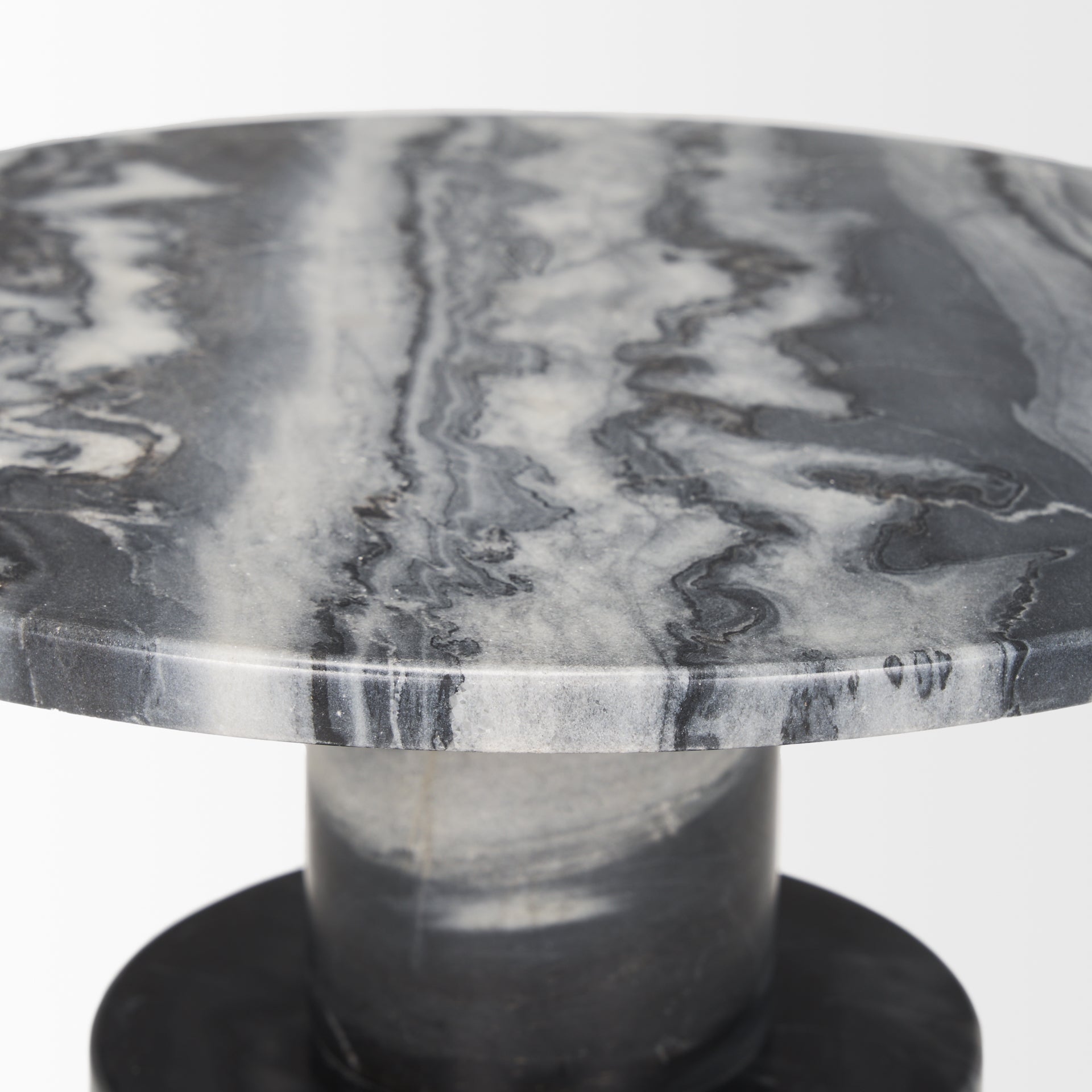 Mercana Taite Black Marble Pedestal Accent Table