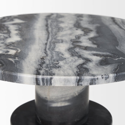 Mercana Taite Black Marble Pedestal Accent Table