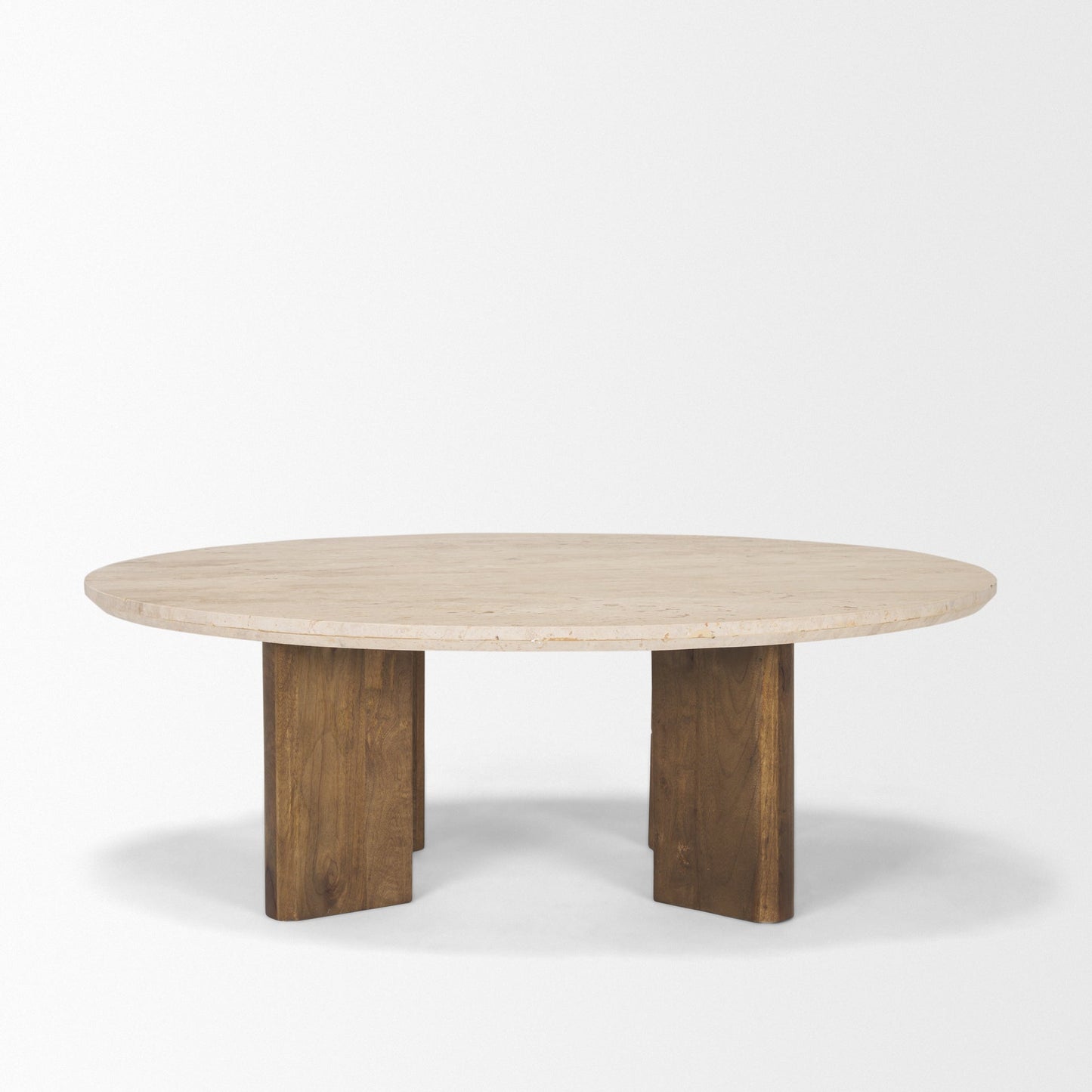 Syona Travertine Top Oval Coffee Table