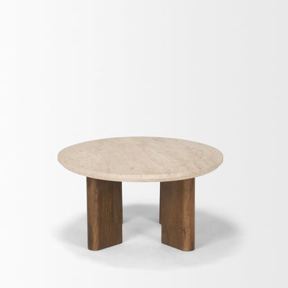 Syona Travertine Top Oval Coffee Table