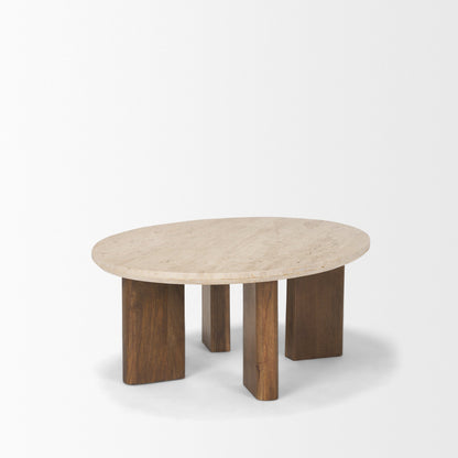Syona Travertine Top Oval Coffee Table