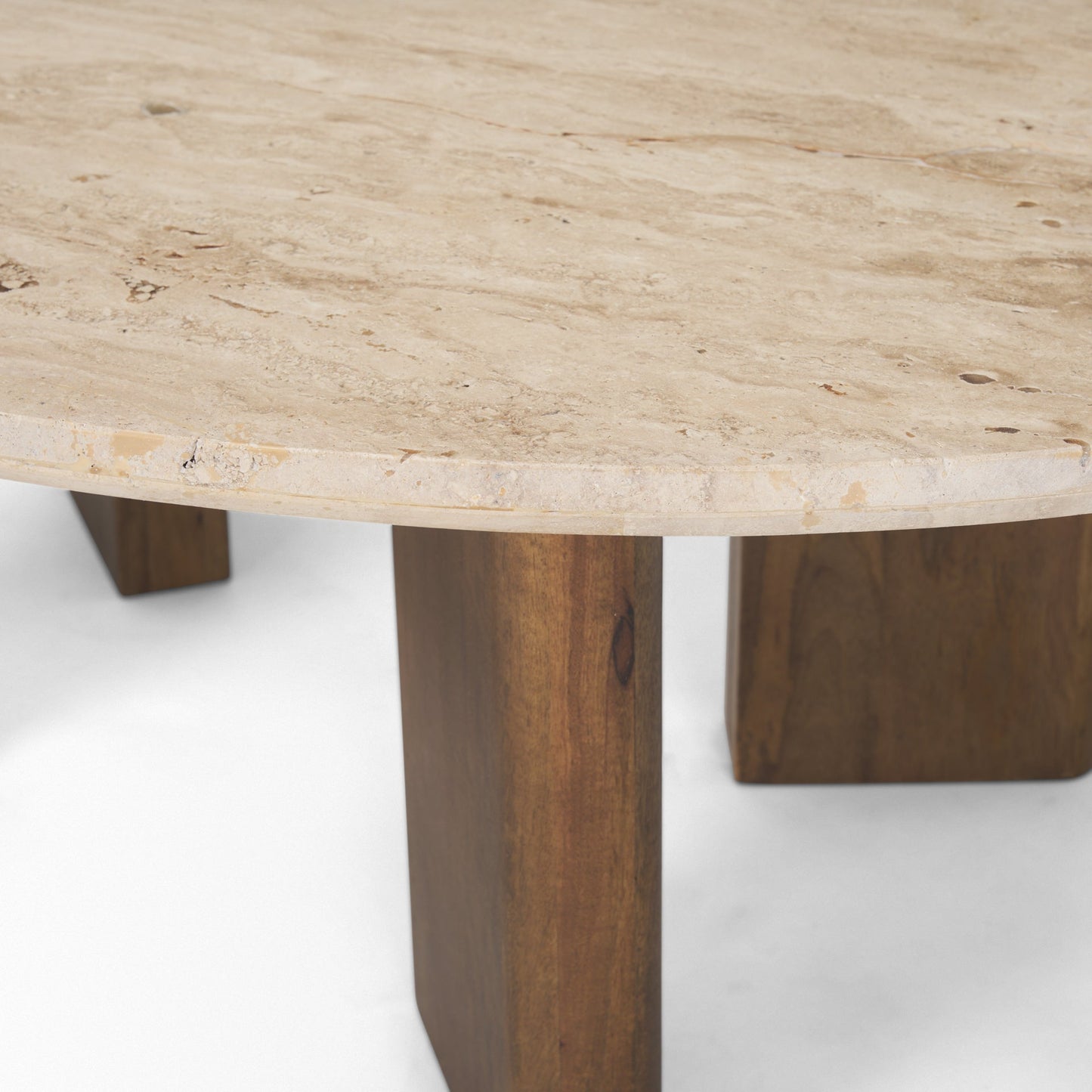Syona Travertine Top Oval Coffee Table