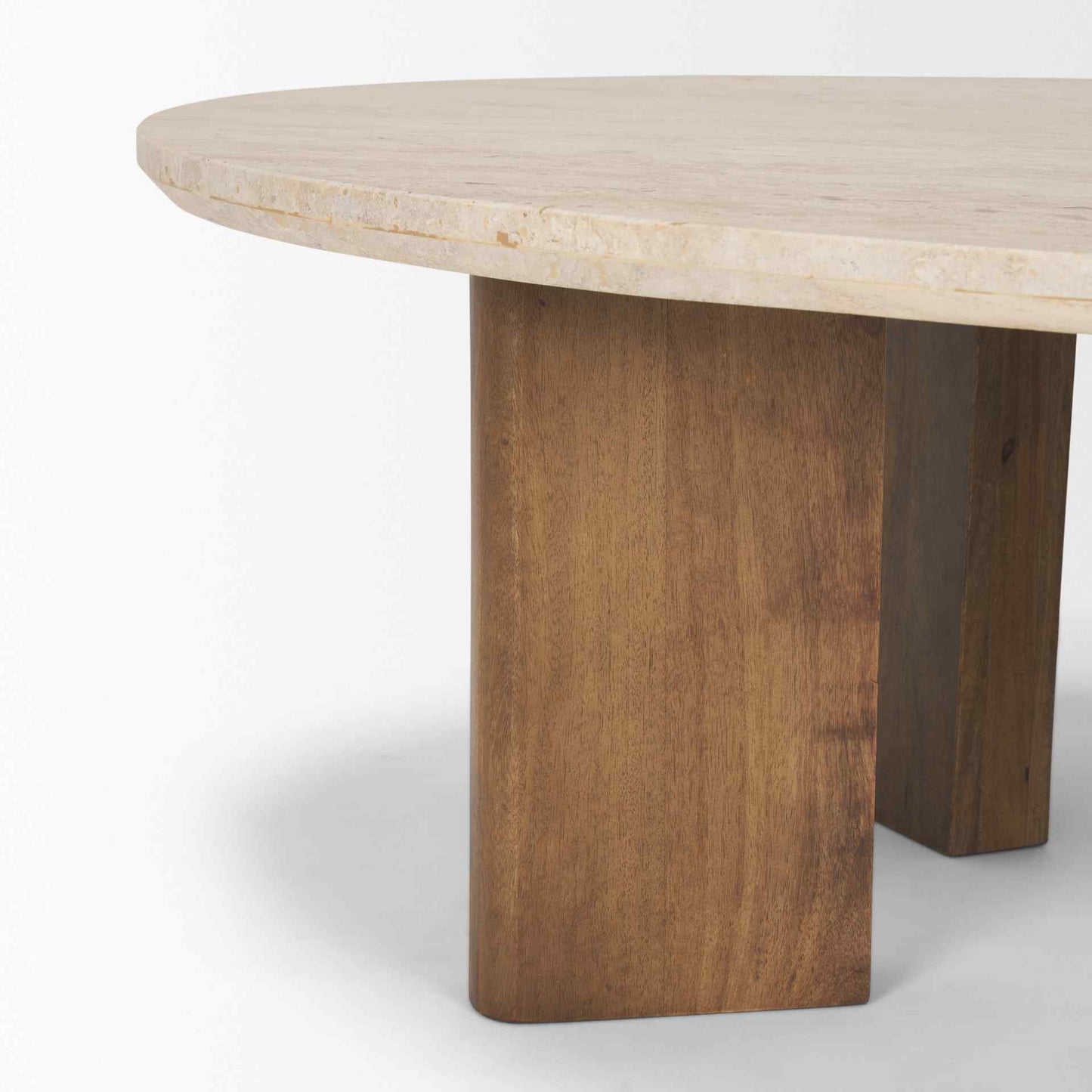 Syona Travertine Top Oval Coffee Table