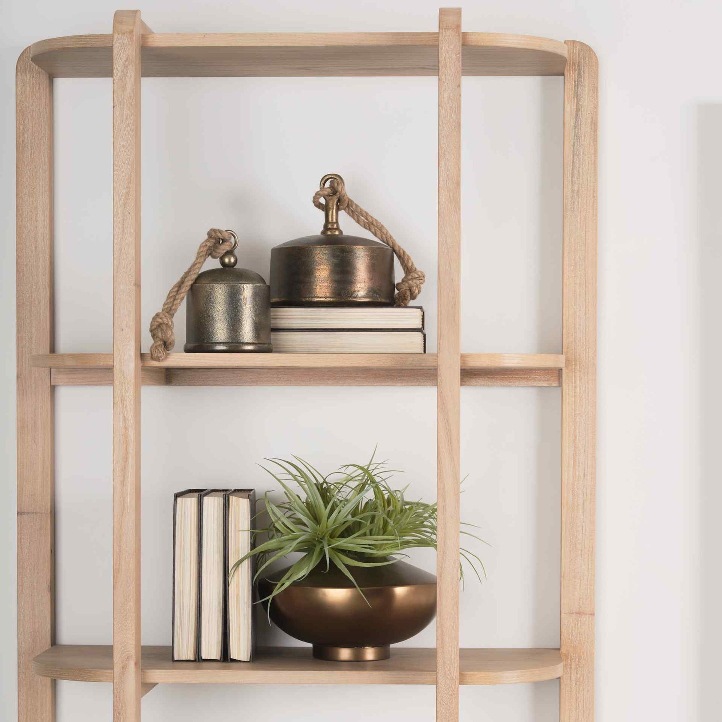 Taylin Light Brown Solid Wood Etagere