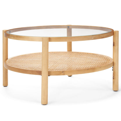 Weslyn Glass Top Round Coffee Table