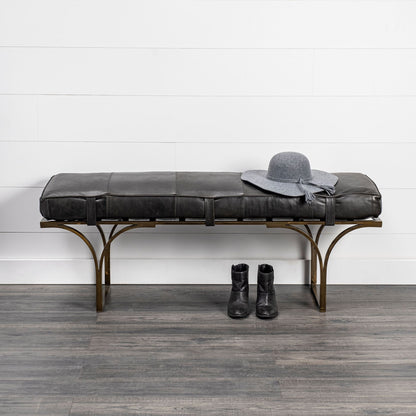 Jessie Genuine Leather Bedroom Bench