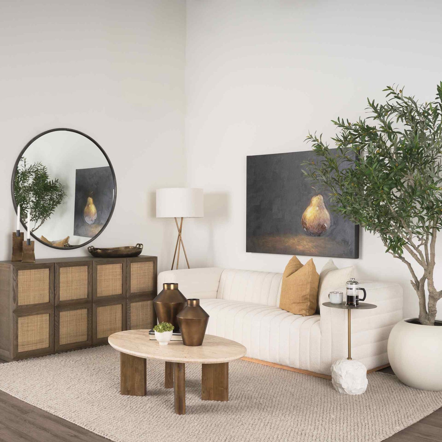 Syona Travertine Top Oval Coffee Table