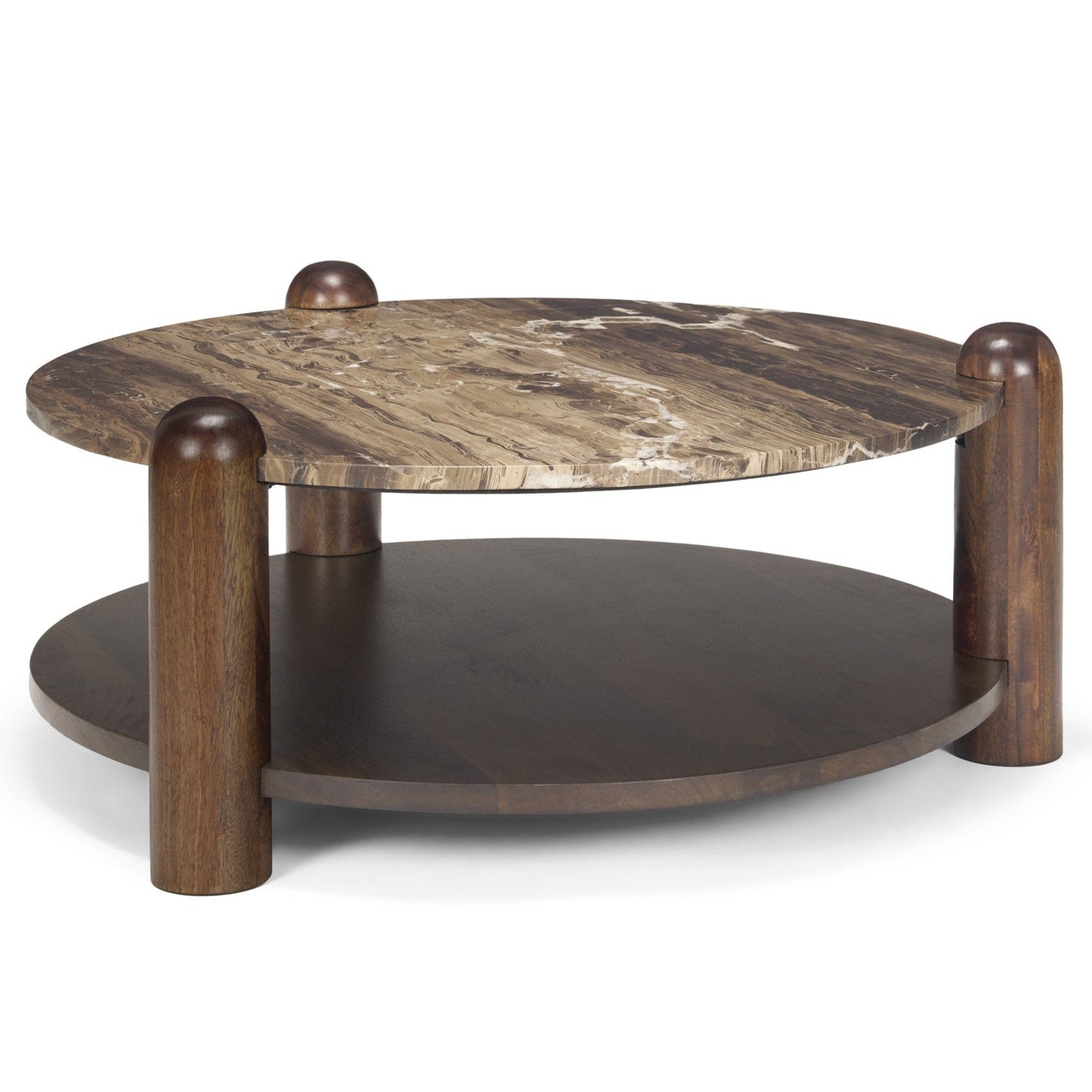 Mercana Jovia Cappuccino Marble Top Round Coffee Table