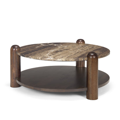 Mercana Jovia Cappuccino Marble Top Round Coffee Table