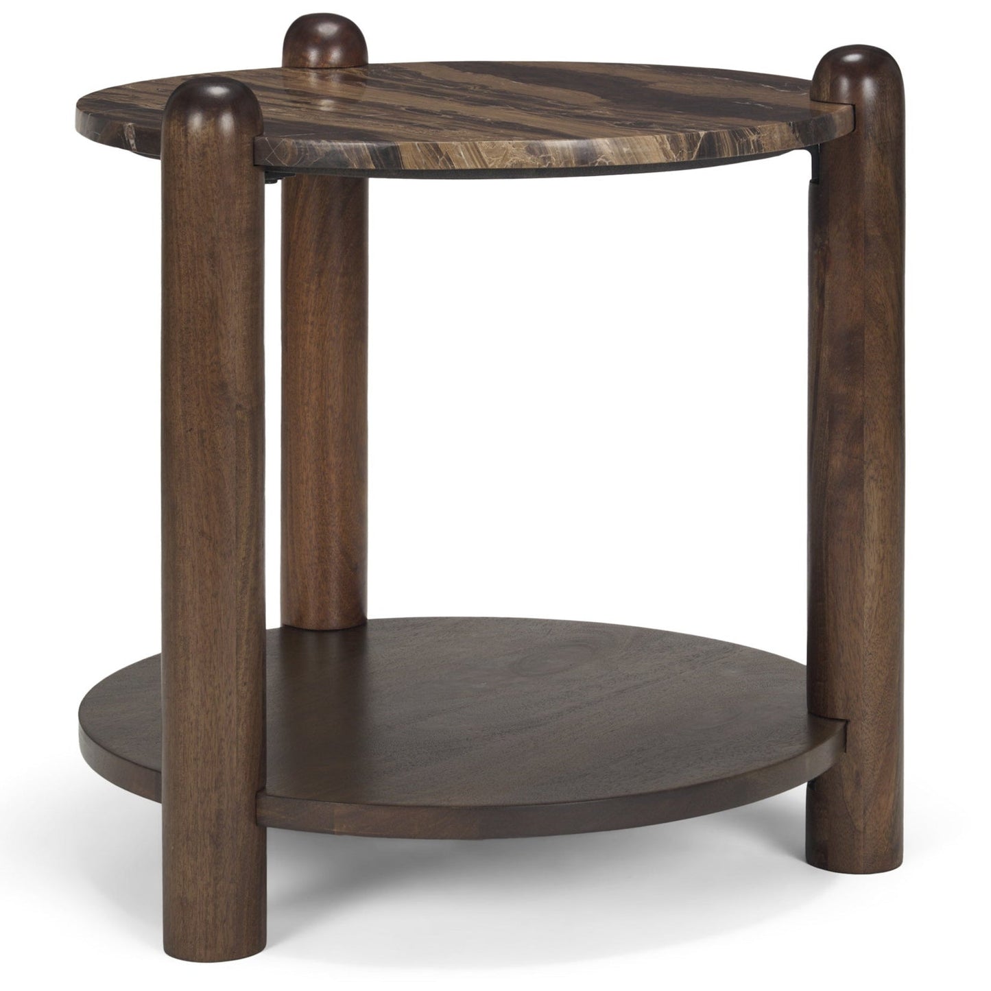 Mercana Jovia Cappuccino Marble Top Round Side Table