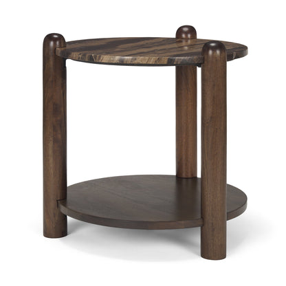 Mercana Jovia Cappuccino Marble Top Round Side Table
