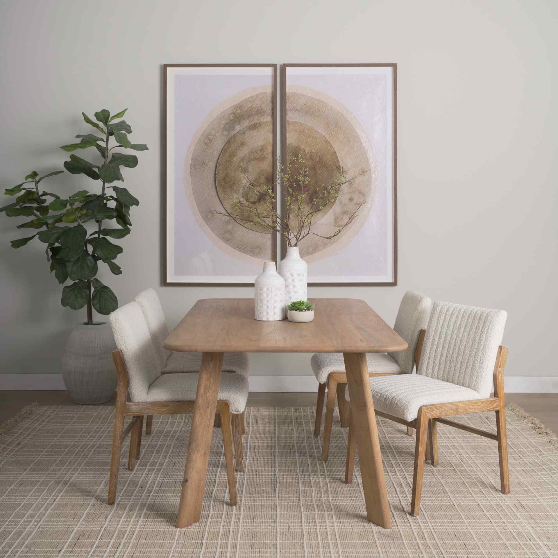 Mercana Tahoe Cream Fabric Armless Dining Chair (Set of 2)