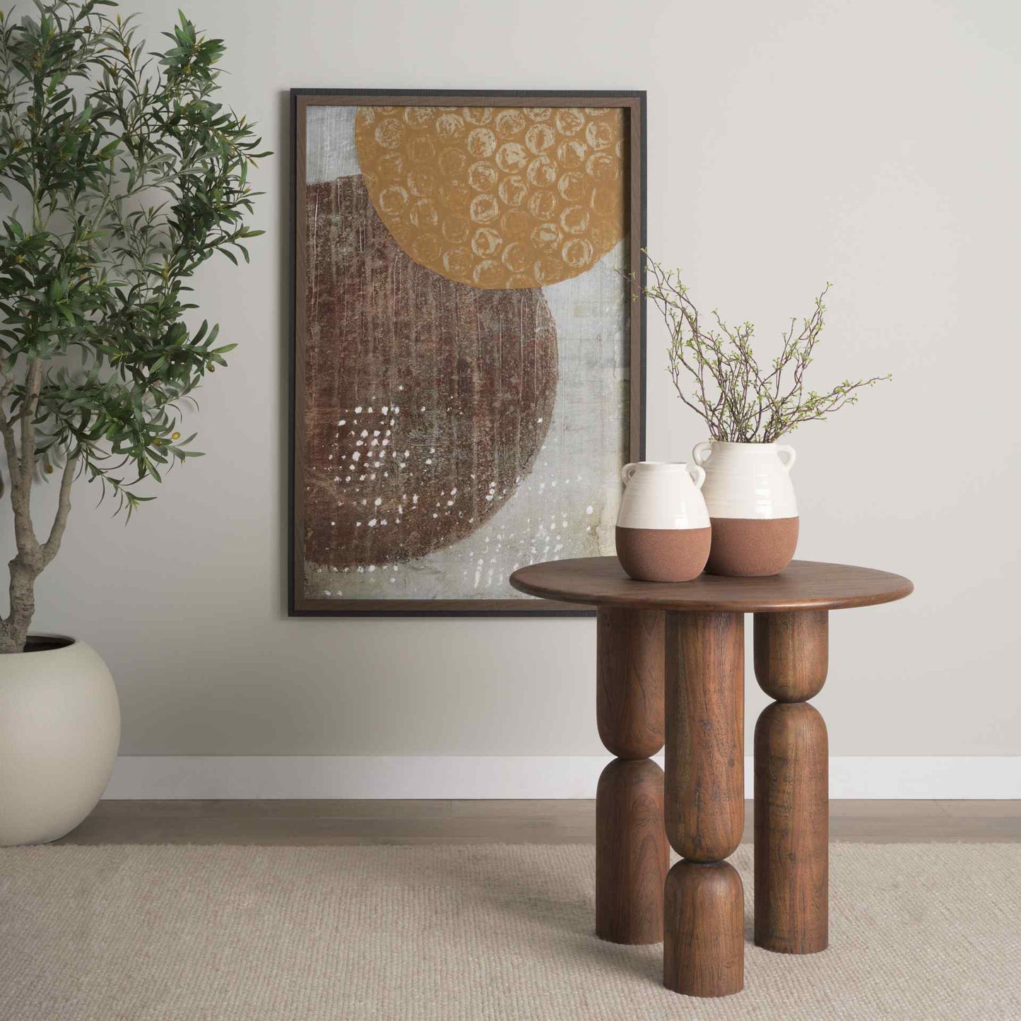 Mercana Sonel Pedestal Wooden Foyer Table