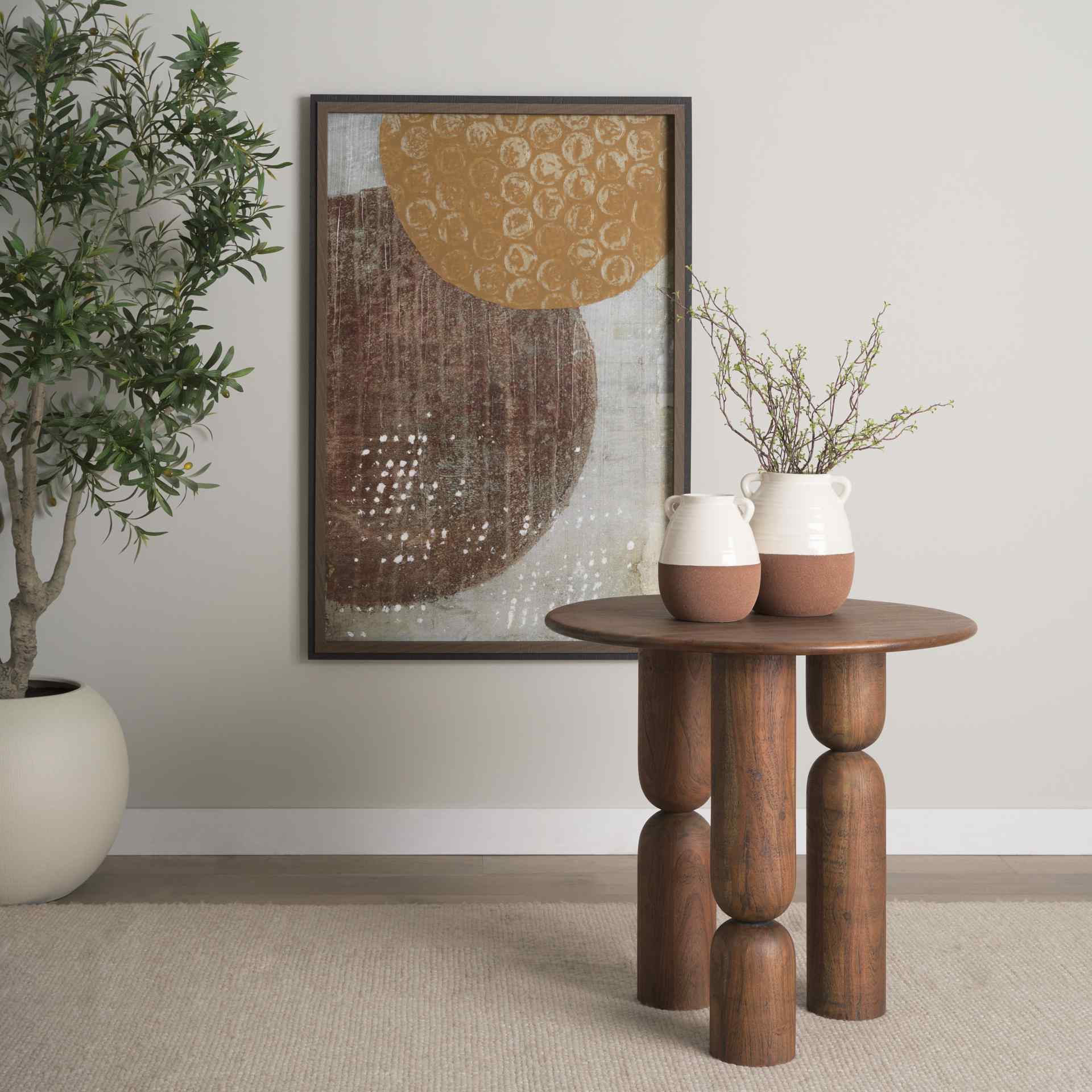 Mercana Sonel Pedestal Wooden Foyer Table