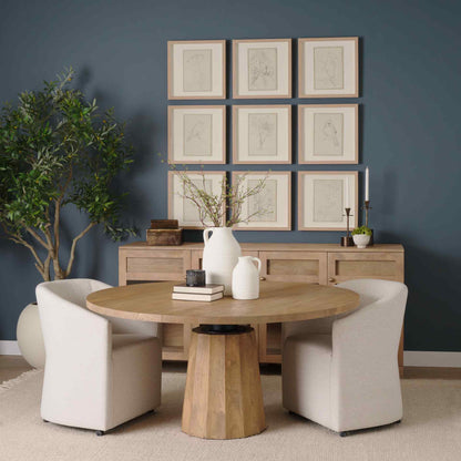 Mercana Swanson Wooden Round Pedestal Dining Table